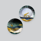 Beautiful Animals in Forest Premium Wall Hanging Plates of Two Pieces