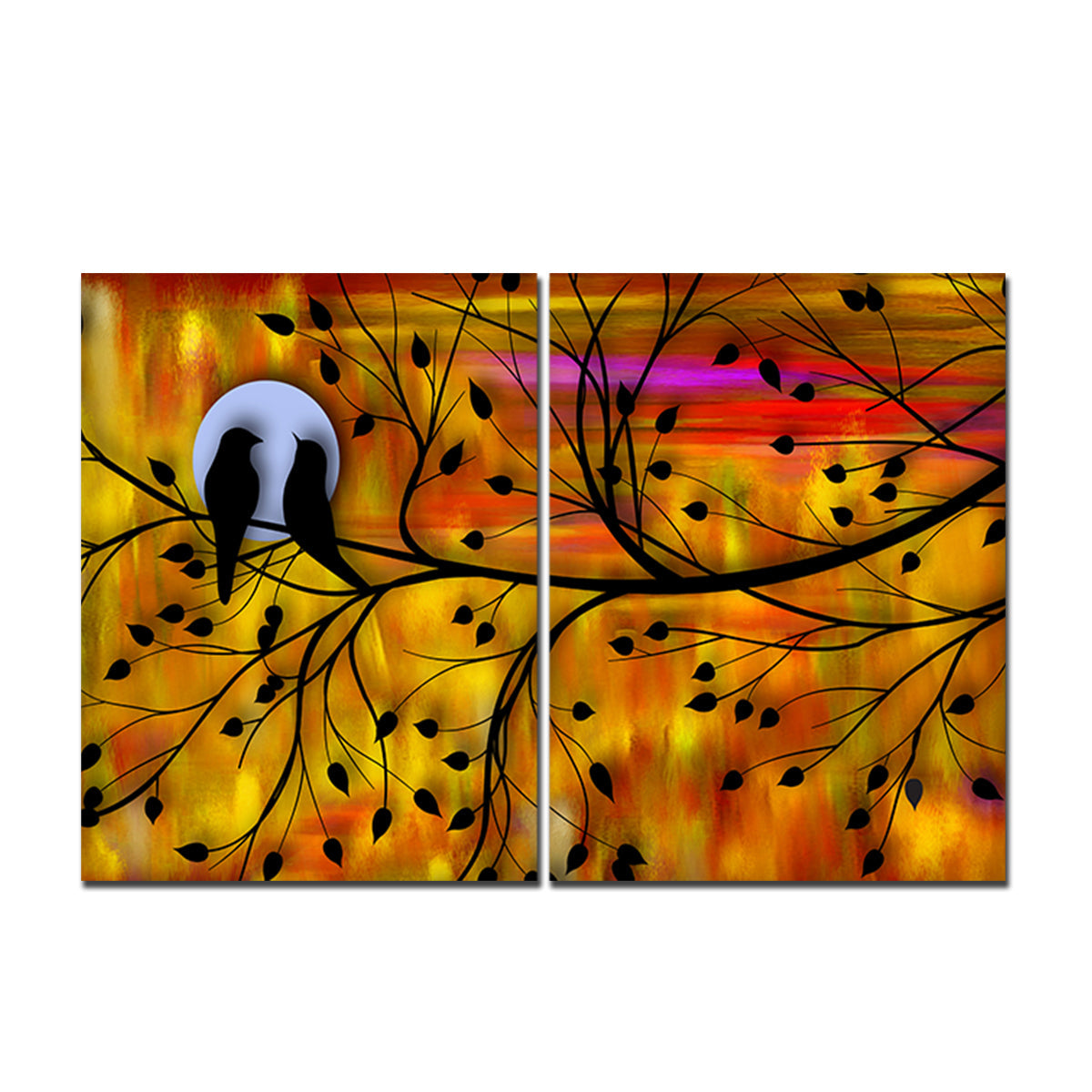 Beautiful Bird Couple on Tree Premium Bedroom Wall Painting