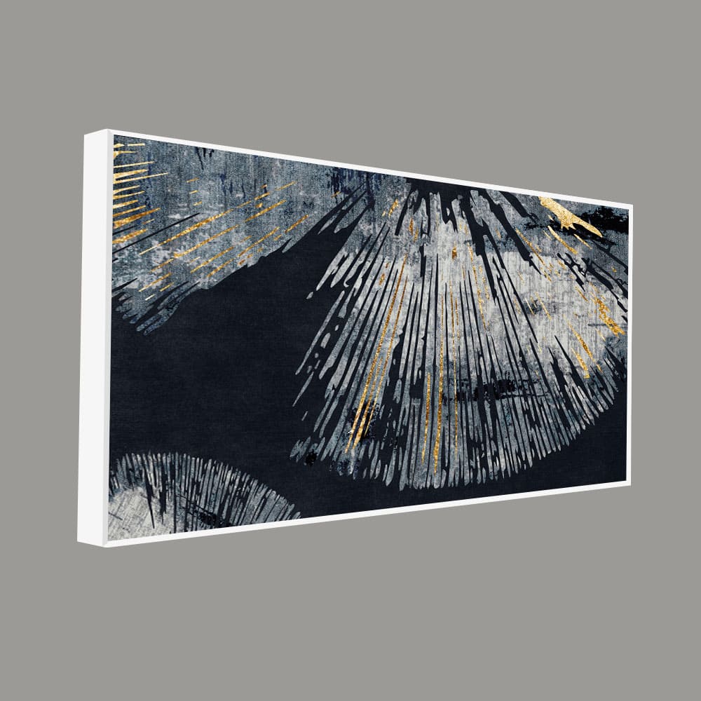 Beautiful Black Background with Golden Textured Abstract Canvas Wall Painting