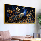 Beautiful Blue Peacock Canvas Wall Painting for Home & Office Spaces