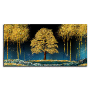 Beautiful Blue Sky and Golden Tree Canvas Wall Painting