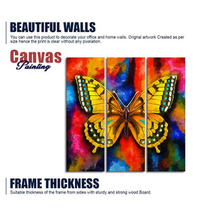 Beautiful Butterfly Canvas Wall Painting of 3 Pieces