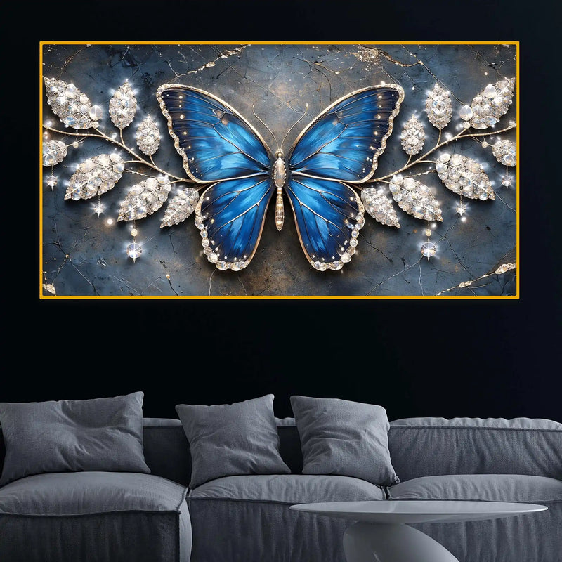 Beautiful Butterfly Crystal Glass Wall Painting
