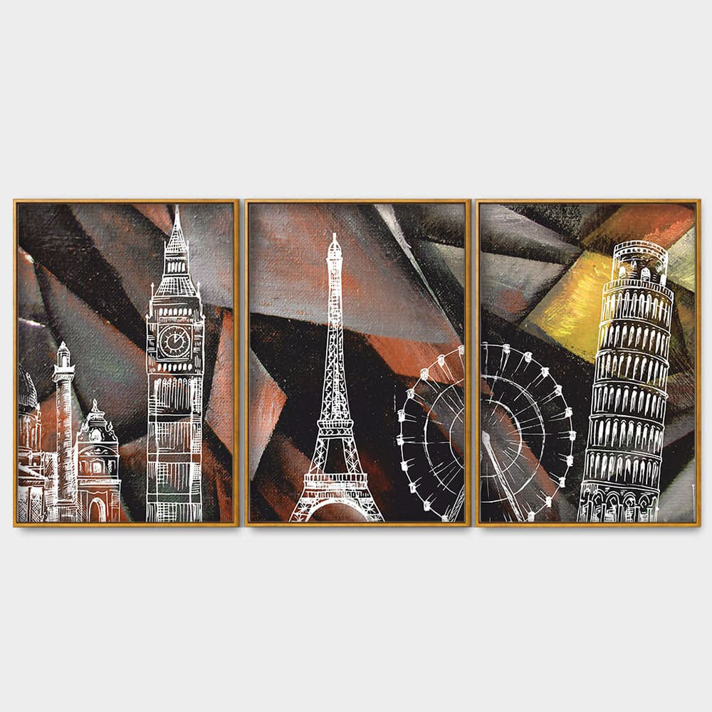 Beautiful Canvas Abstract Floating Canvas Wall Painting Set of Three