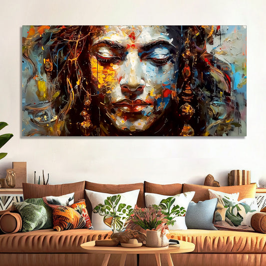 Beautiful Canvas Wall Painting of Artistic Colorful Women Face Art