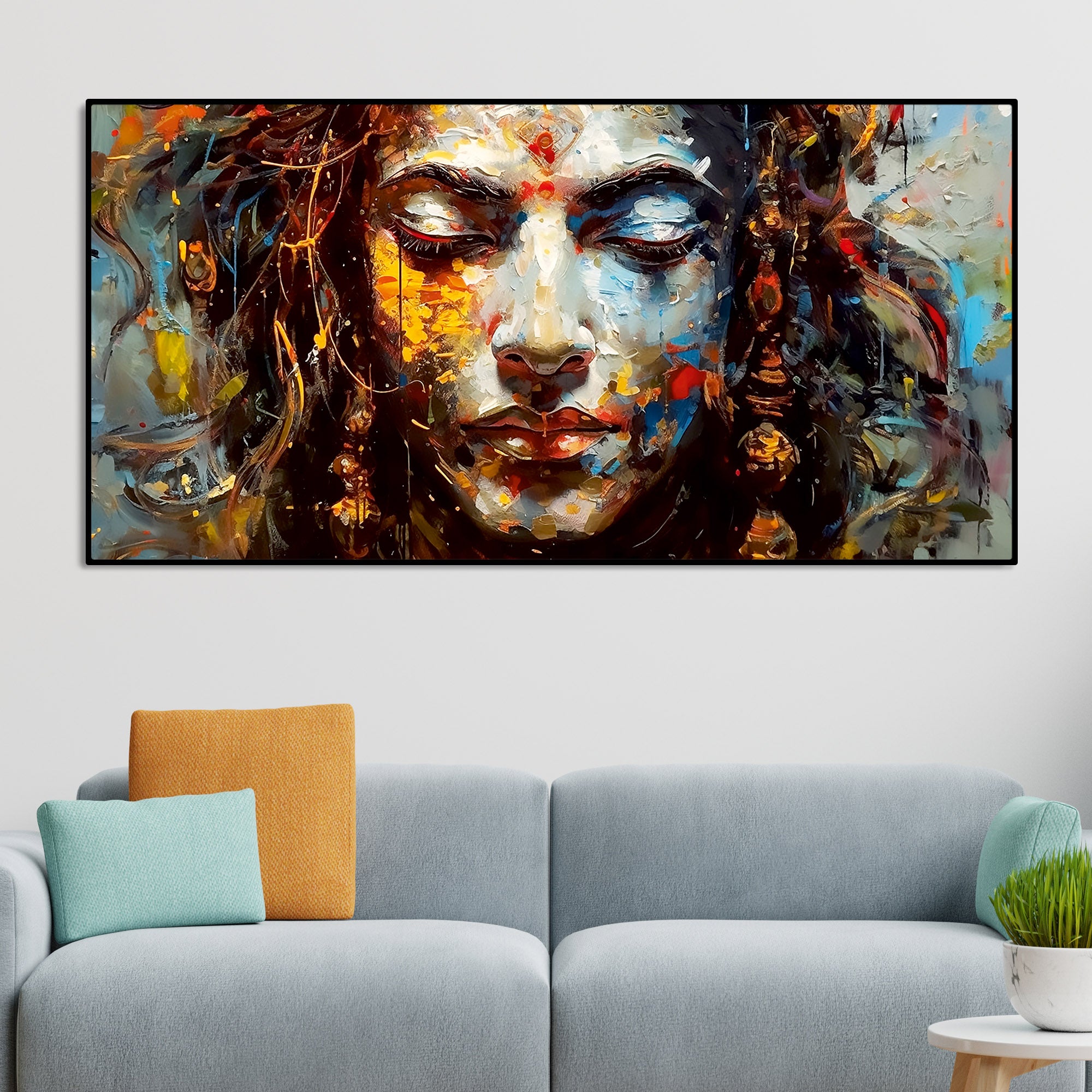 Beautiful Canvas Wall Painting of Artistic Colorful Women Face Art