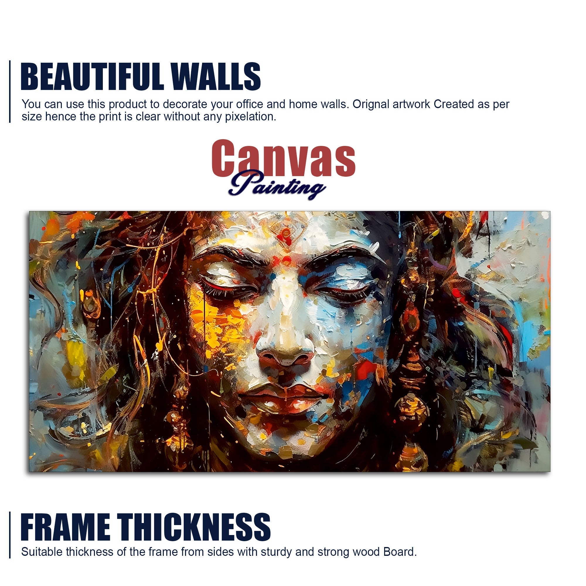 Beautiful Canvas Wall Painting of Artistic Colorful Women Face Art
