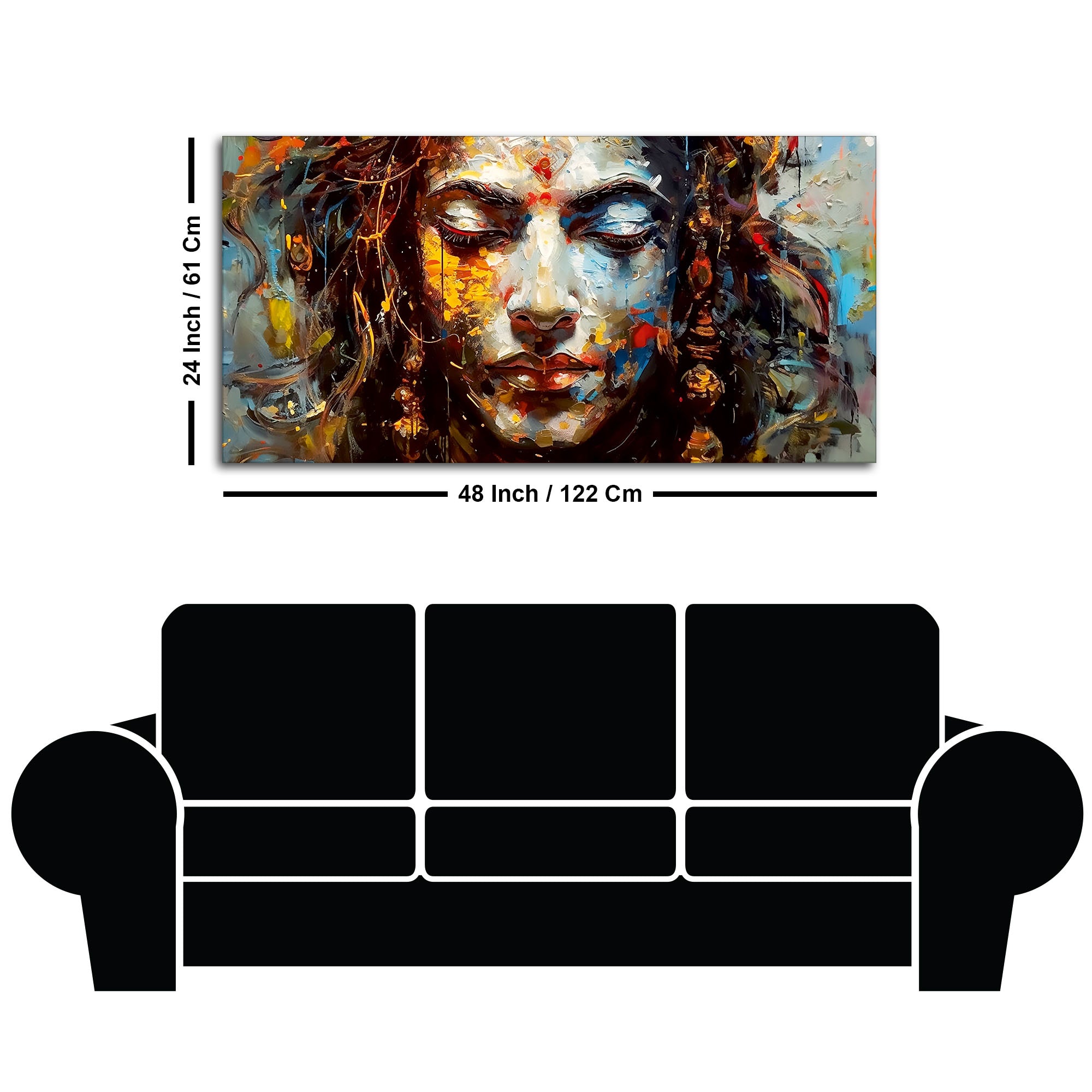 Beautiful Canvas Wall Painting of Artistic Colorful Women Face Art