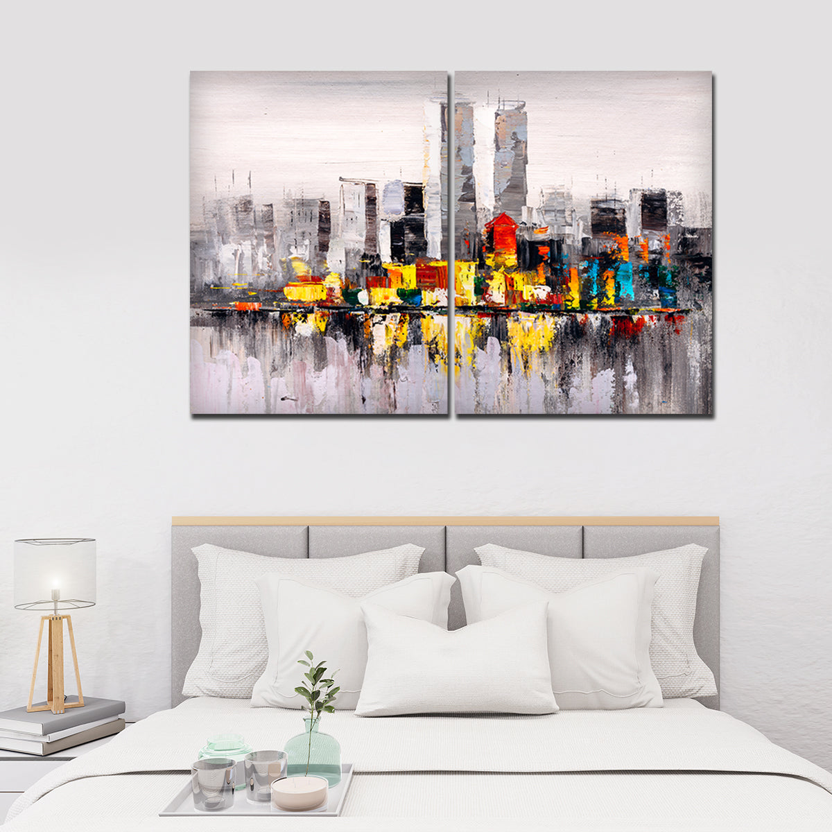 Beautiful City View Canvas Wall Painting of 2 Pieces