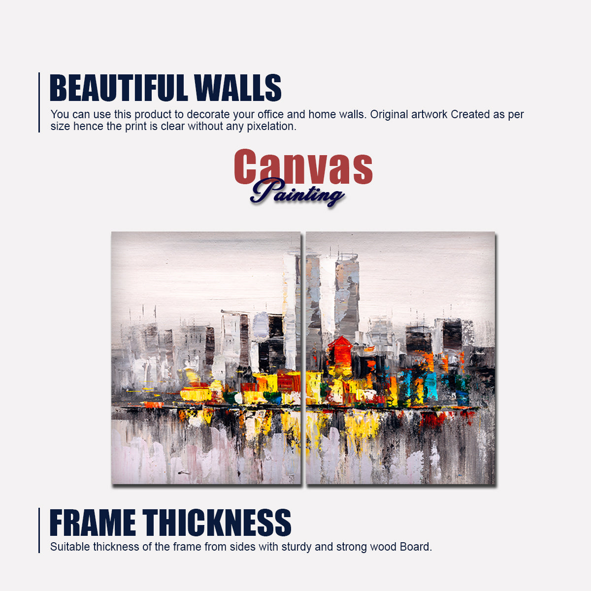 Beautiful City View Canvas Wall Painting of 2 Pieces