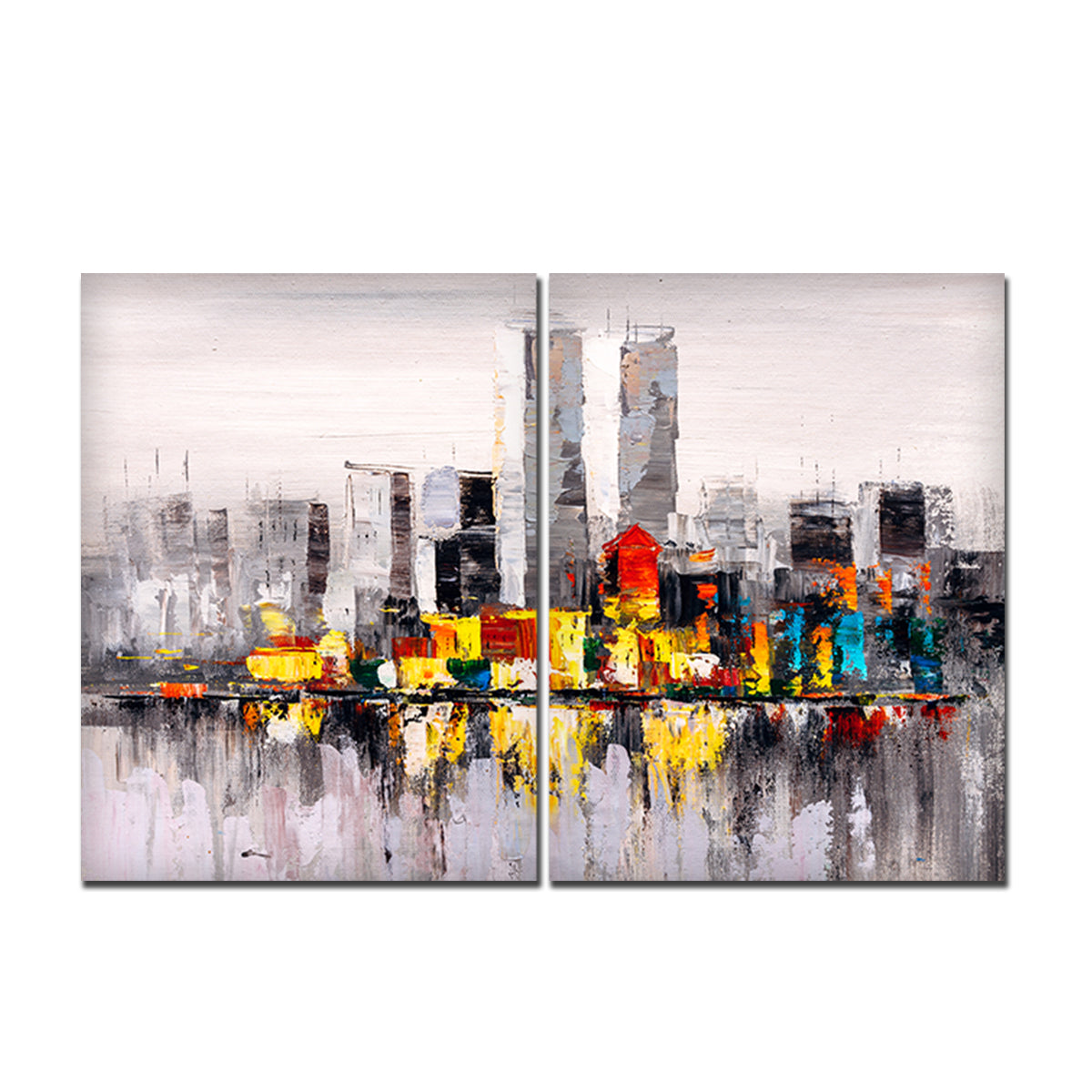 Beautiful City View Canvas Wall Painting of 2 Pieces