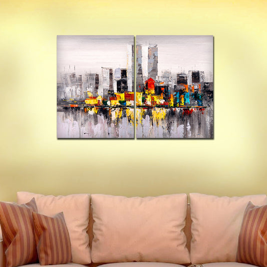 Beautiful City View Canvas Wall Painting of 2 Pieces