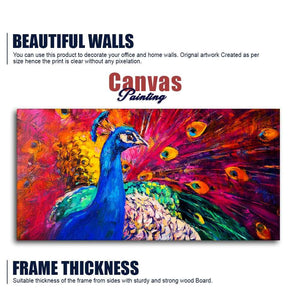 Beautiful Colorful Peacock Premium Canvas Wall Painting