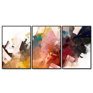 Beautiful Colorful Texture Abstract Floating Canvas Wall Painting Set of Three