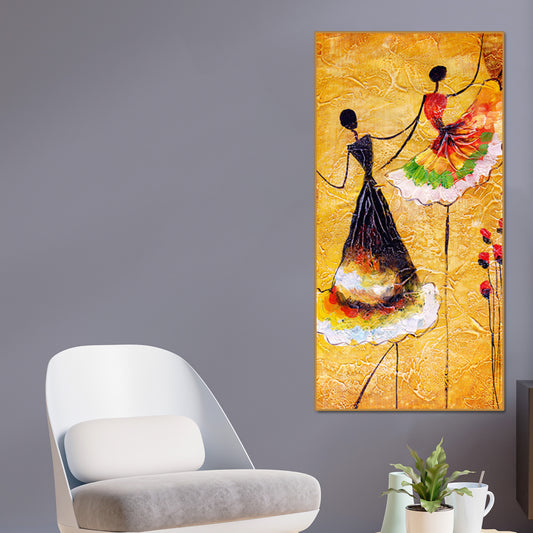 Beautiful Dancing Beauties Warli Art Wall Painting for Living Room