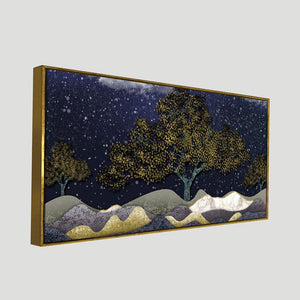 Beautiful Dark Blue Snowy Background Canvas Wall Painting