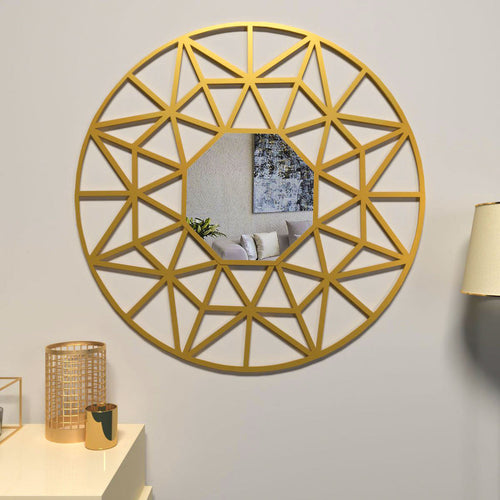 Beautiful Decorative Wooden Mirror with Golden Finish Frame
