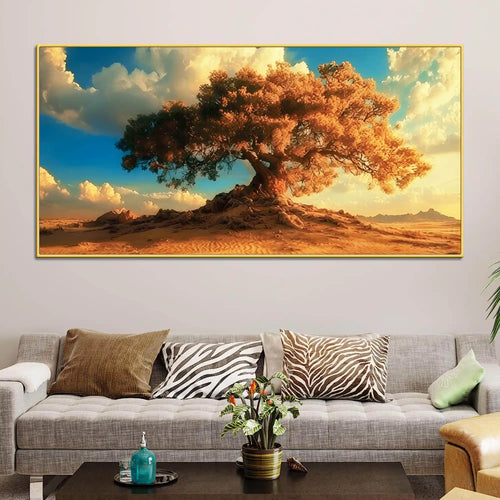 Beautiful Desert Serenity Tree Abstract Canvas Wall Painting