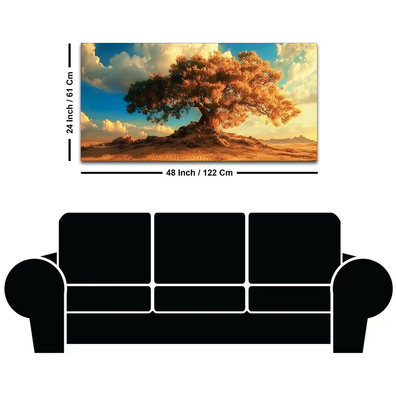 Beautiful Desert Serenity Tree Abstract Canvas Wall Painting