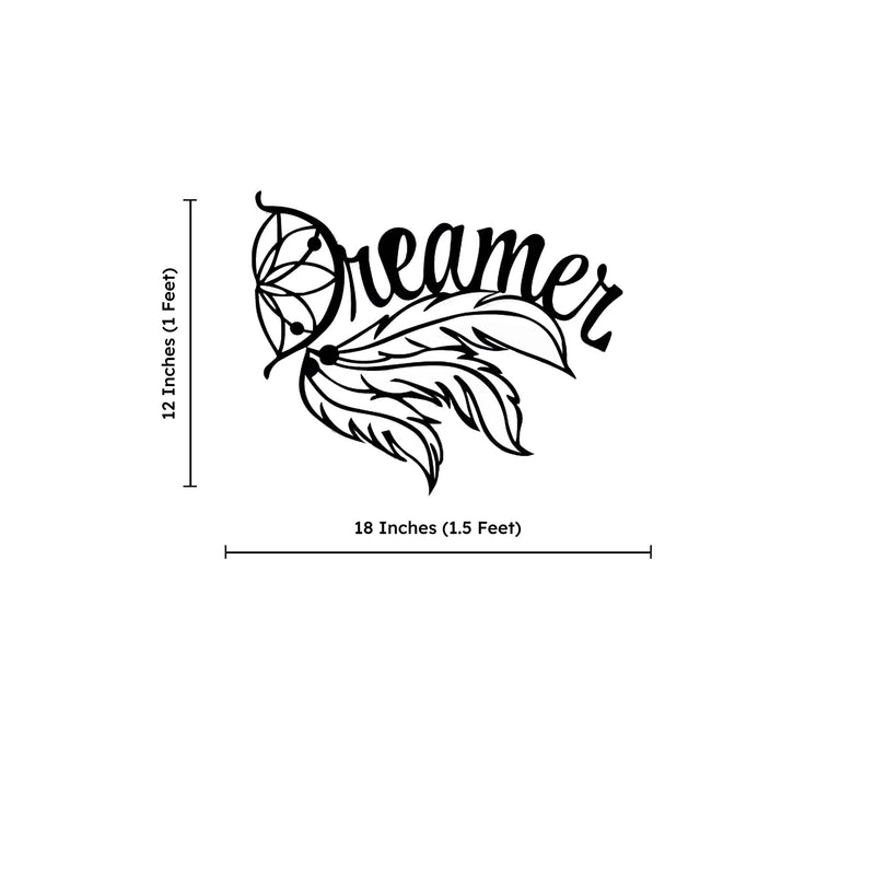 Beautiful Design Dream Text with Leaf Metal Artwork Wall Decor