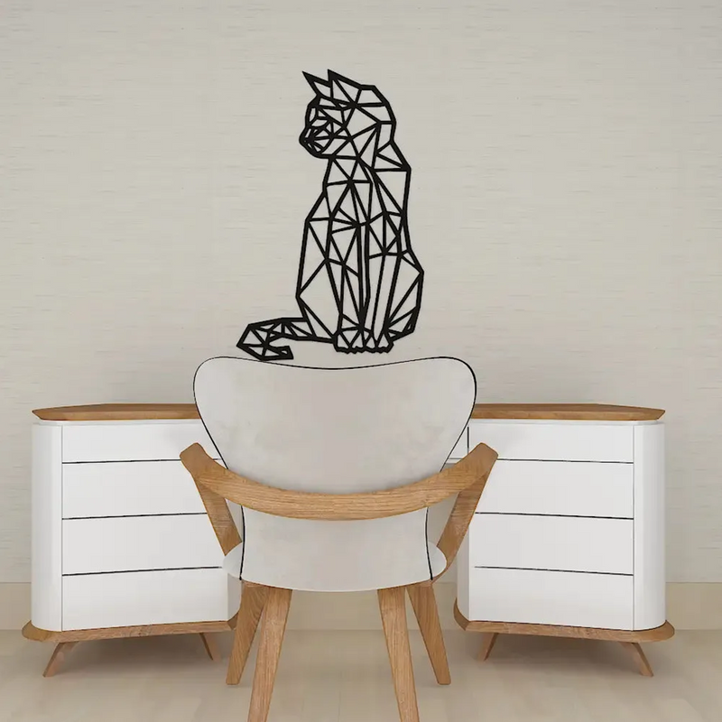 Beautiful Design Geometric Cat Metal Art Wall Decor
