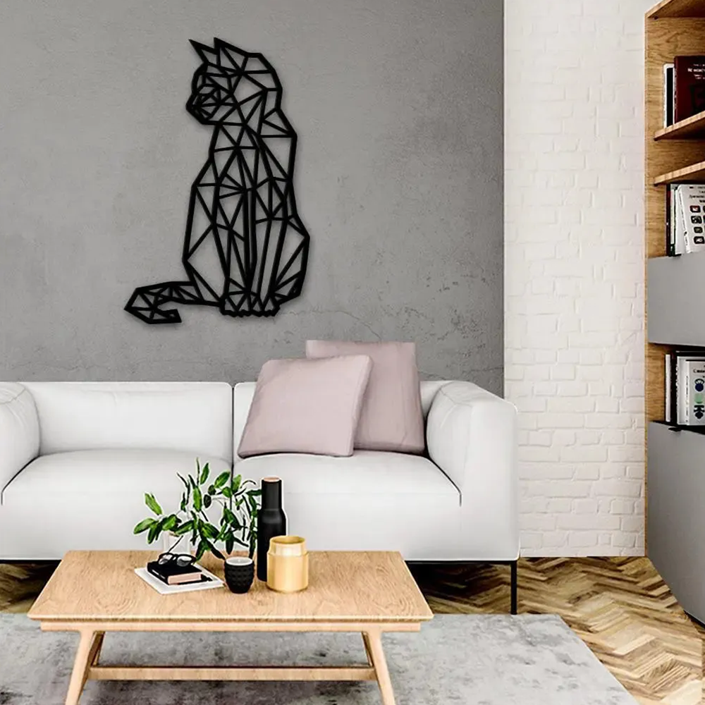 Beautiful Design Geometric Cat Metal Art Wall Decor