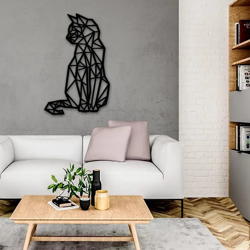 Beautiful Design Geometric Cat Metal Art Wall Decor