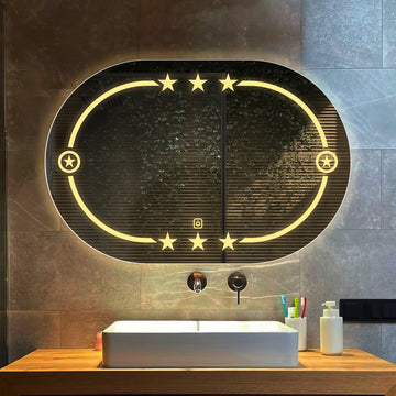 Beautiful Designer Twinkling Stars Pattern Bathroom Mirror with LED