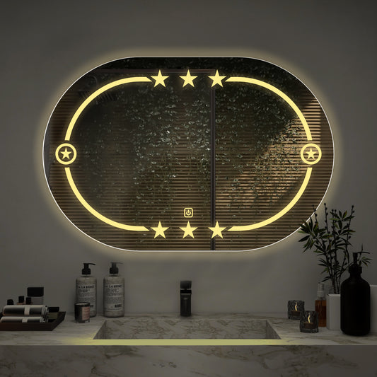 Beautiful Designer Twinkling Stars Pattern Bathroom Mirror with LED