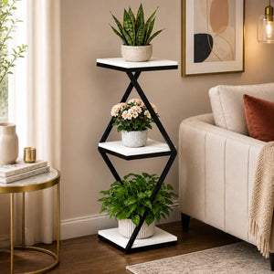 Beautiful Designer White Marble Side Table with Storage Shelf