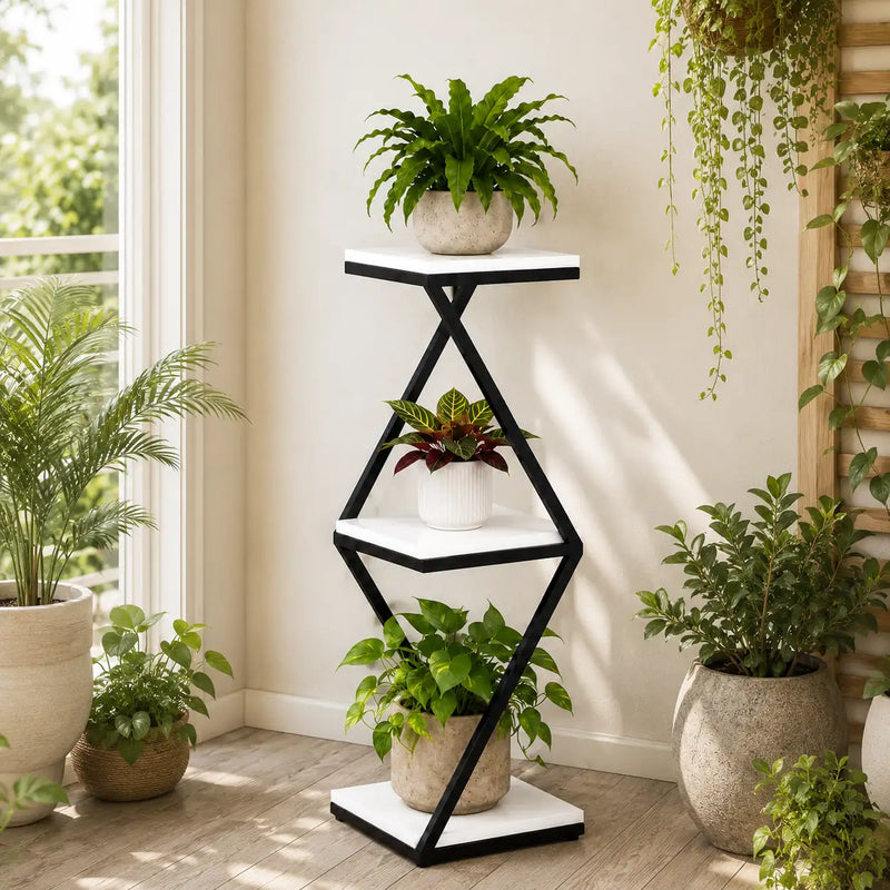 Beautiful Designer White Marble Side Table with Storage Shelf