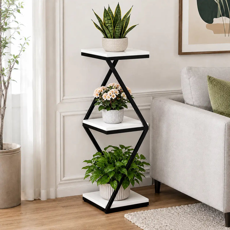 Beautiful Designer White Marble Side Table with Storage Shelf