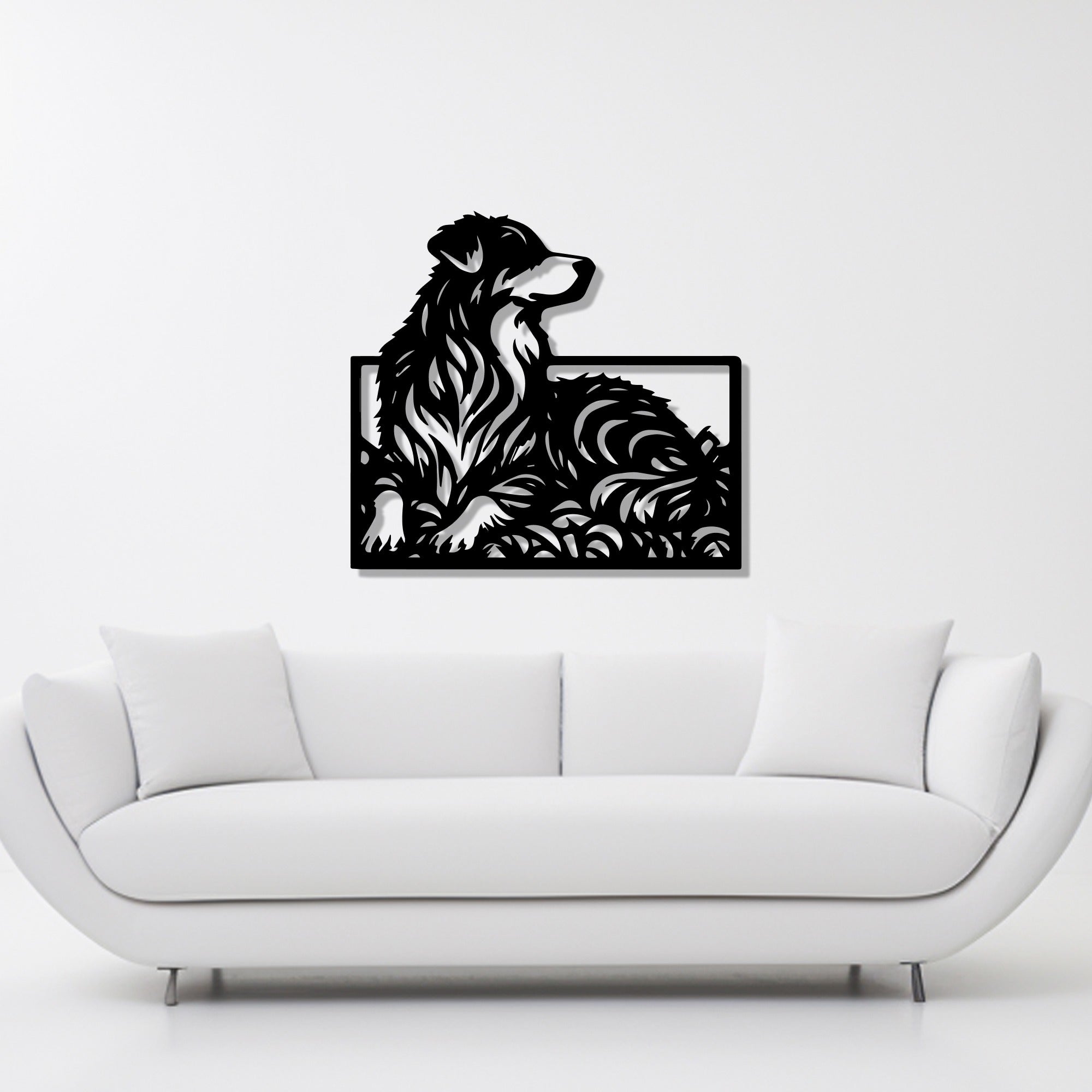 Beautiful Dog Silhouette Abstract Lines Metal Art Wall Decor