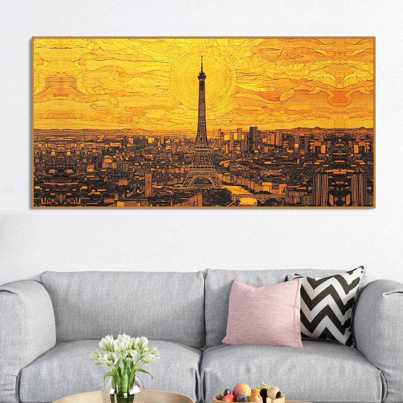 Beautiful Eiffel Tower Skyline View Canvas Wall Painting