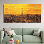 Beautiful Eiffel Tower Skyline View Canvas Wall Painting