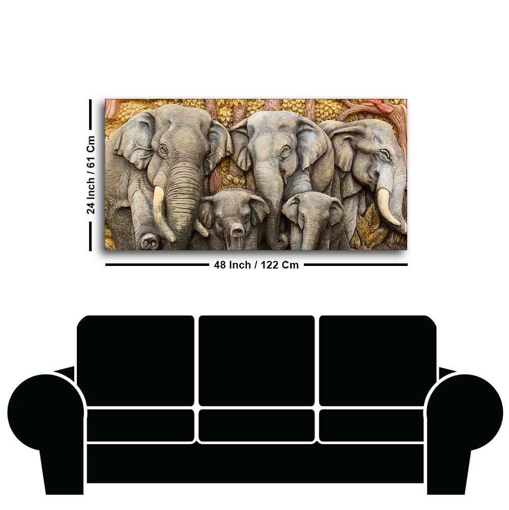 Beautiful Elephant Native Thai style Molding art wall Painting