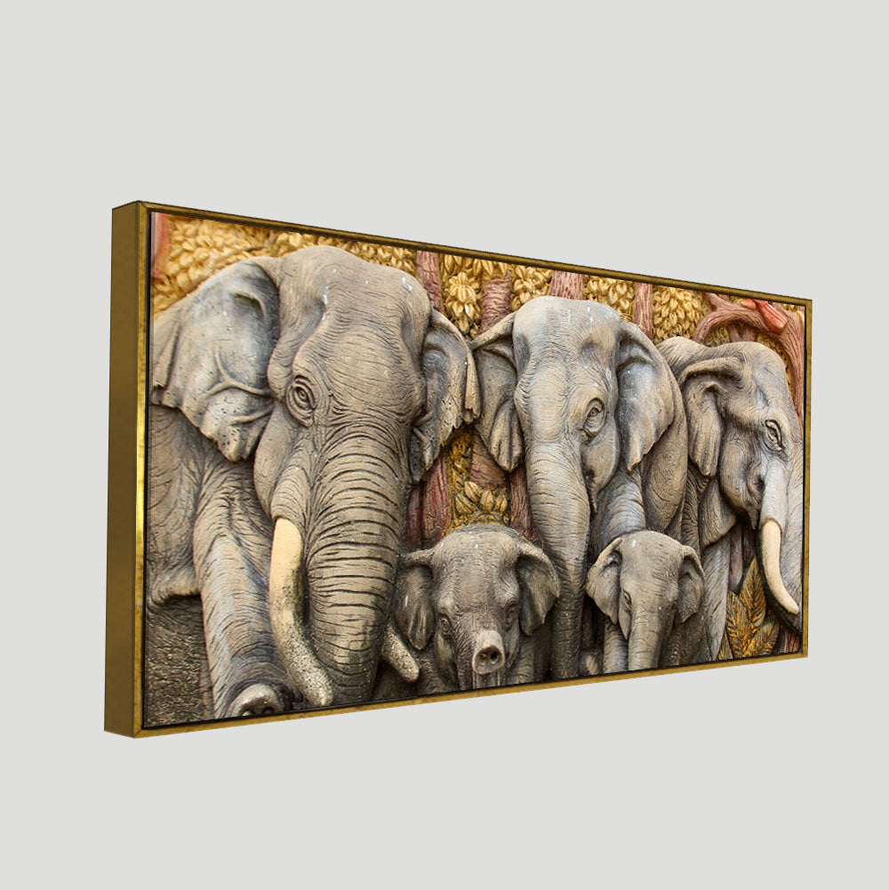 Beautiful Elephant Native Thai style Molding art wall Painting