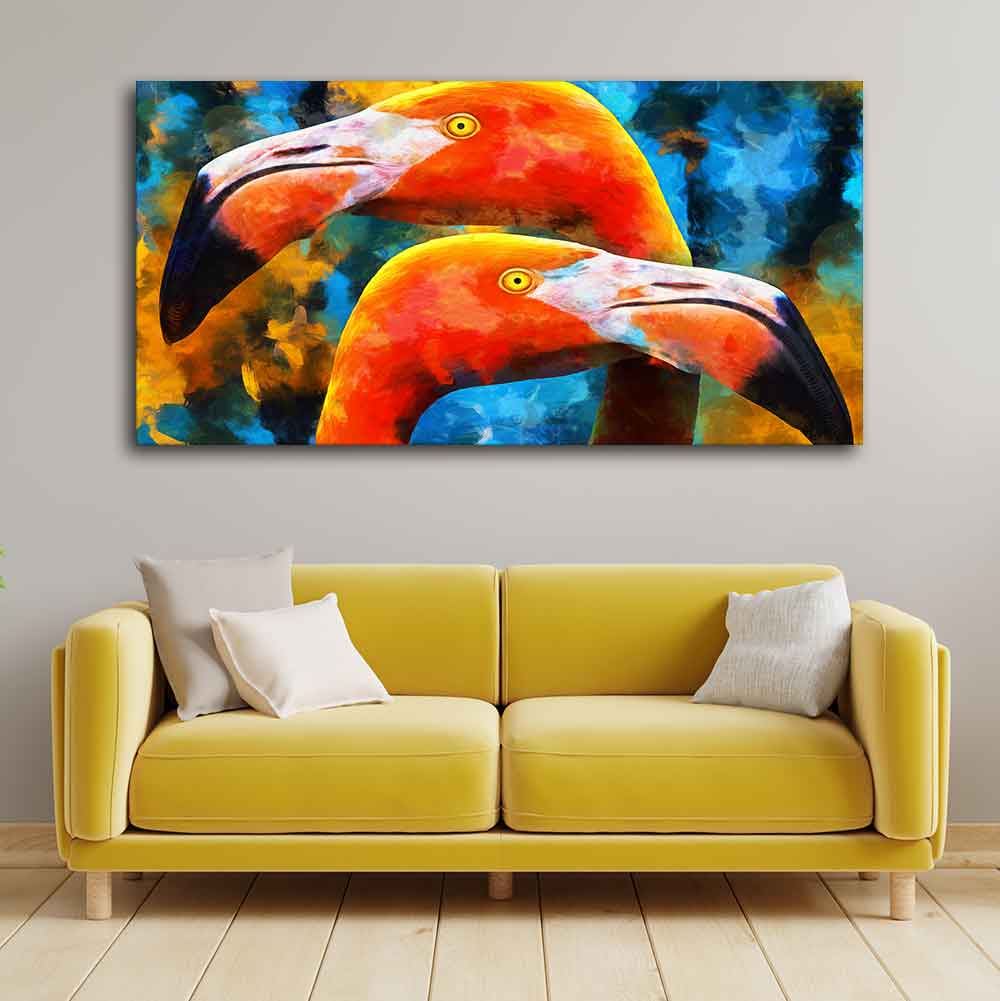 Beautiful Flamingo Couple Wall Painting