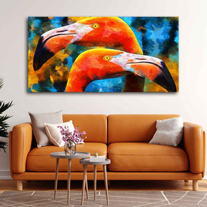 Beautiful Flamingo Couple Wall Painting