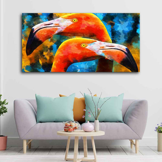 Beautiful Flamingo Couple Wall Painting