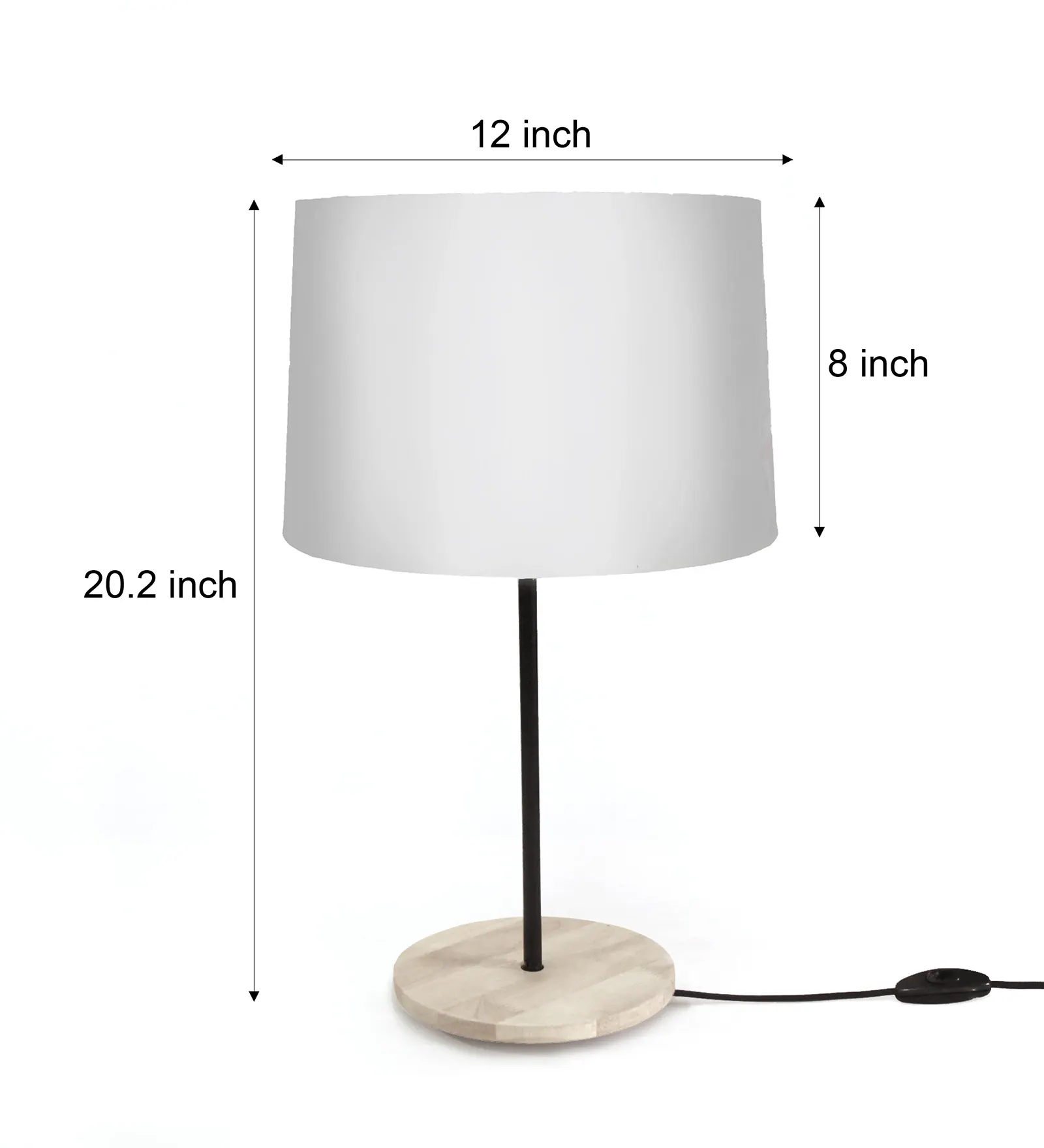 Beautiful Flower Art Drum Shaped Table Lamp with Wood Base