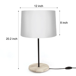 Beautiful Flower Art Drum Shaped Table Lamp with Wood Base