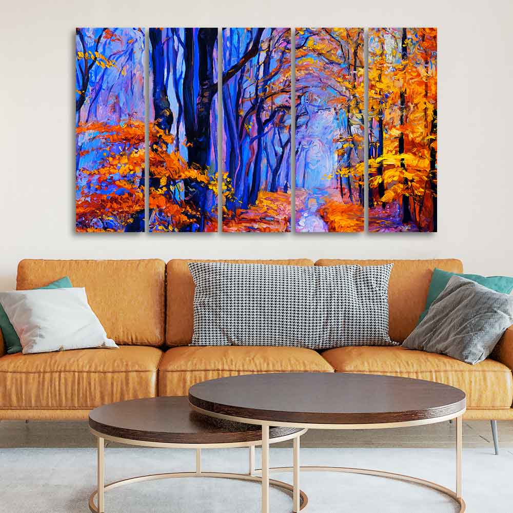 Beautiful Forest Canvas Wall Painting Set of Five