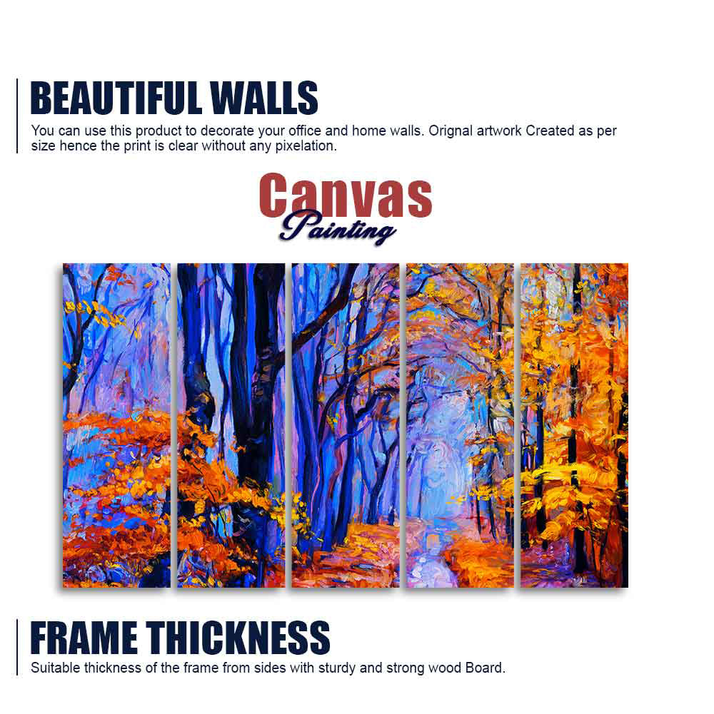 Beautiful Forest Canvas Wall Painting Set of Five