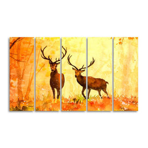 Beautiful Forest Deer Canvas Wall Painting of Five Pieces