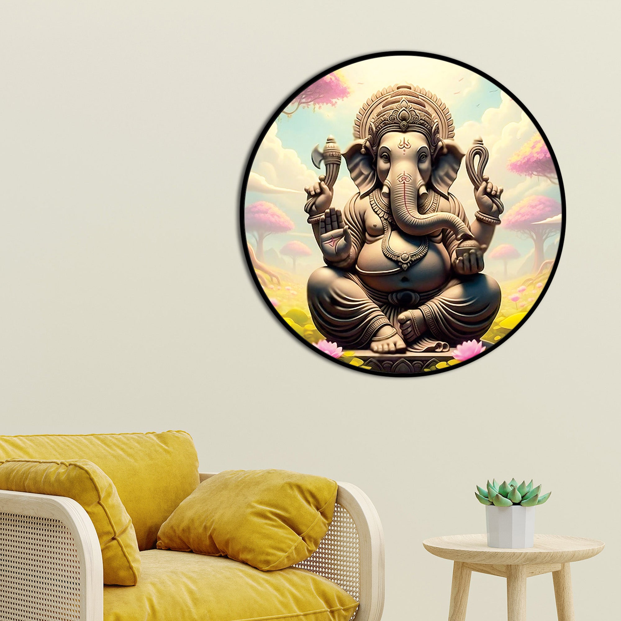 beautiful-ganesha-round-canvas-painting