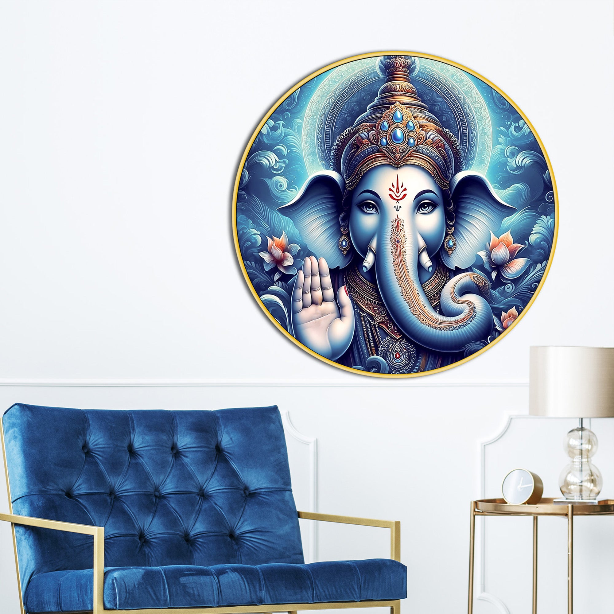 Beautiful Ganpati Ji Round Painting for Home Decoration