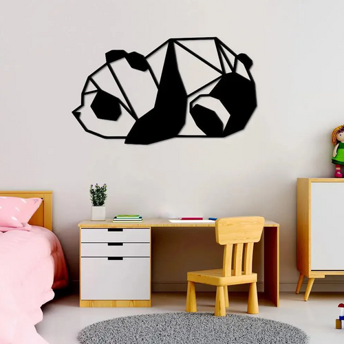 Beautiful Geometric Cute Lazy Panda Metal Art Wall Decor