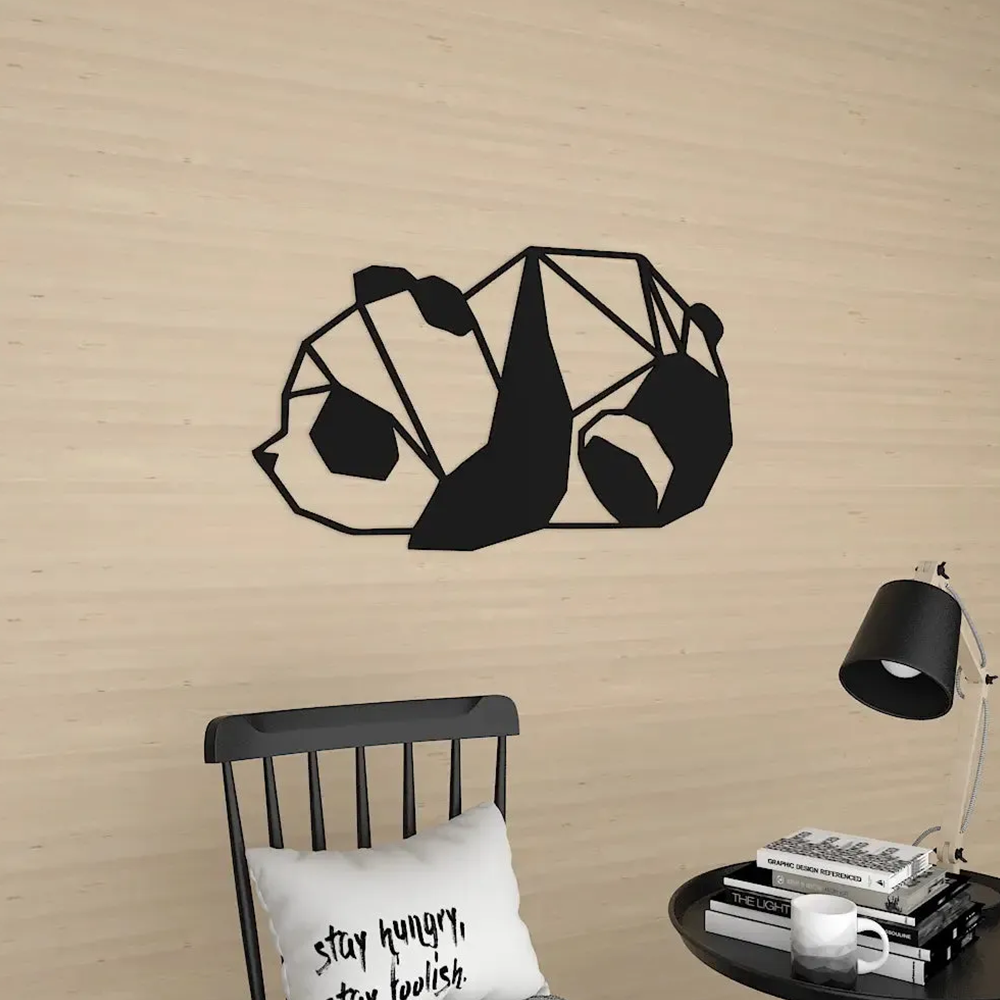 Beautiful Geometric Cute Lazy Panda Metal Art Wall Decor