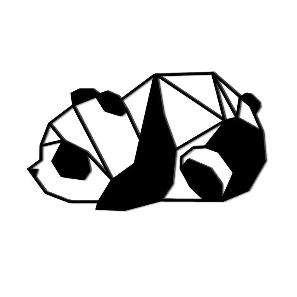 Beautiful Geometric Cute Lazy Panda Metal Art Wall Decor